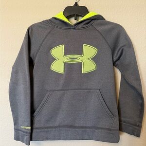 Kids Under Armour Gray Hoodie with Neon Logo